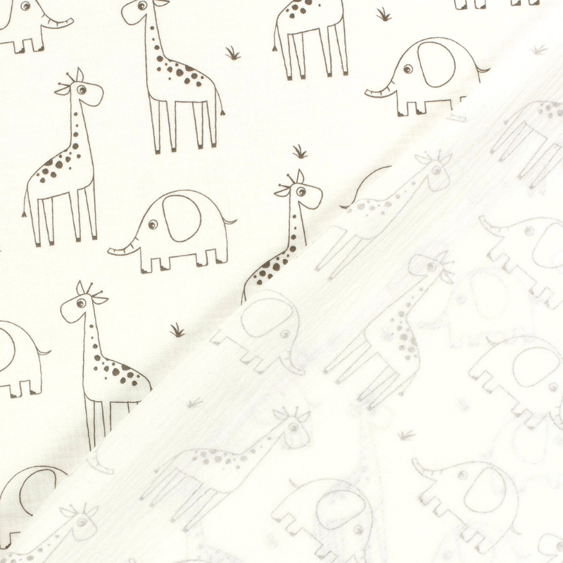 Muselina jirafas y elefantes blanco roto - Imagen 4