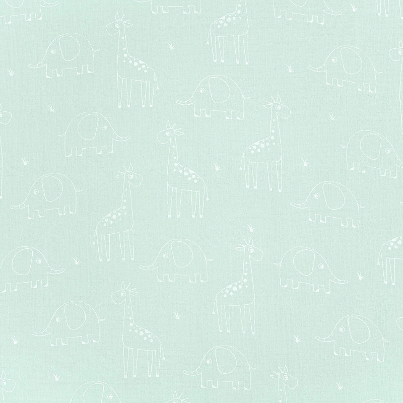 Muselina jirafas y elefantes menta