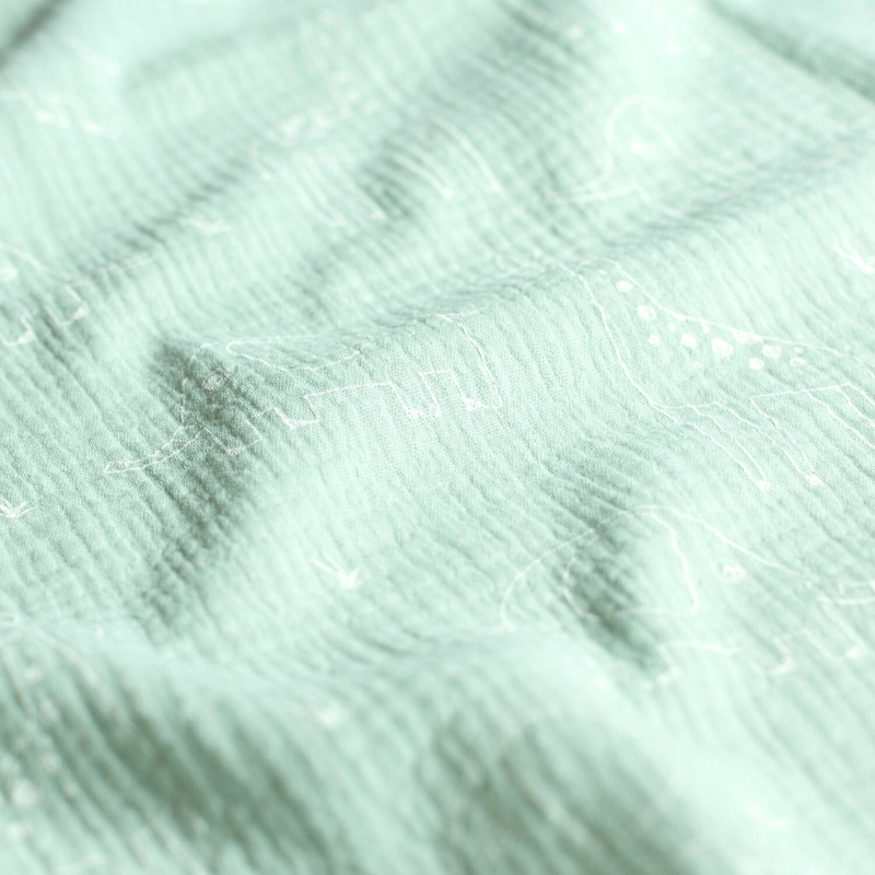 Muselina jirafas y elefantes menta - Imagen 2