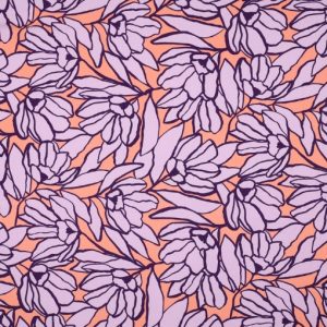 Viscosa Ecovero™ Inked bouquet peach & lavender - Nerida Hansen