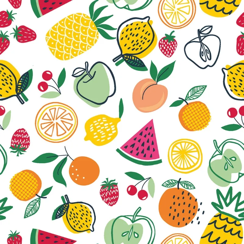 Popelín estampado frutas