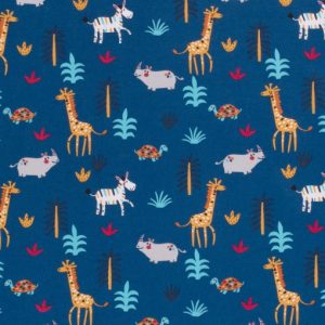 Punto de camiseta animales de la selva azul índigo