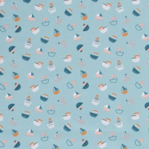 Punto de camiseta barcos azul menta