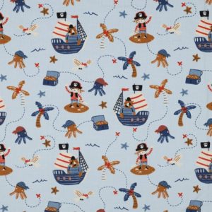 Punto de camiseta piratas azul - Poppy Fabrics